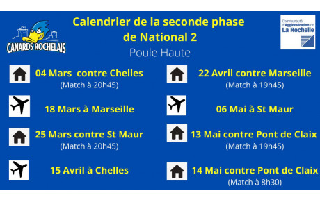 CALENDRIER POULE HAUTE N2